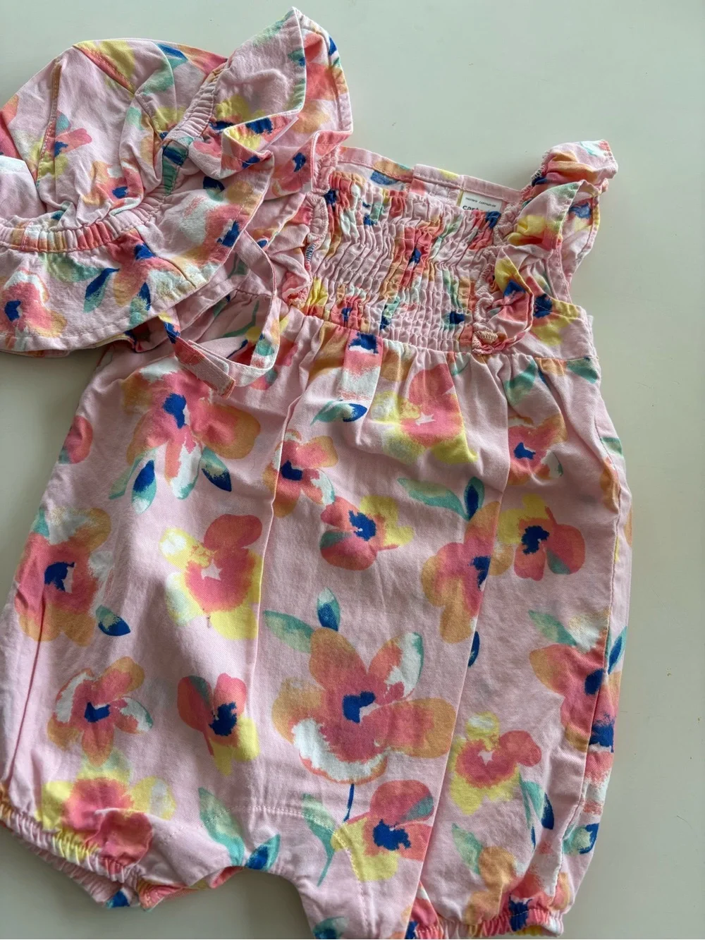 Carter’s Summer Bundle for Girls-2 Playsuits /1 Romper with matching Sunhat